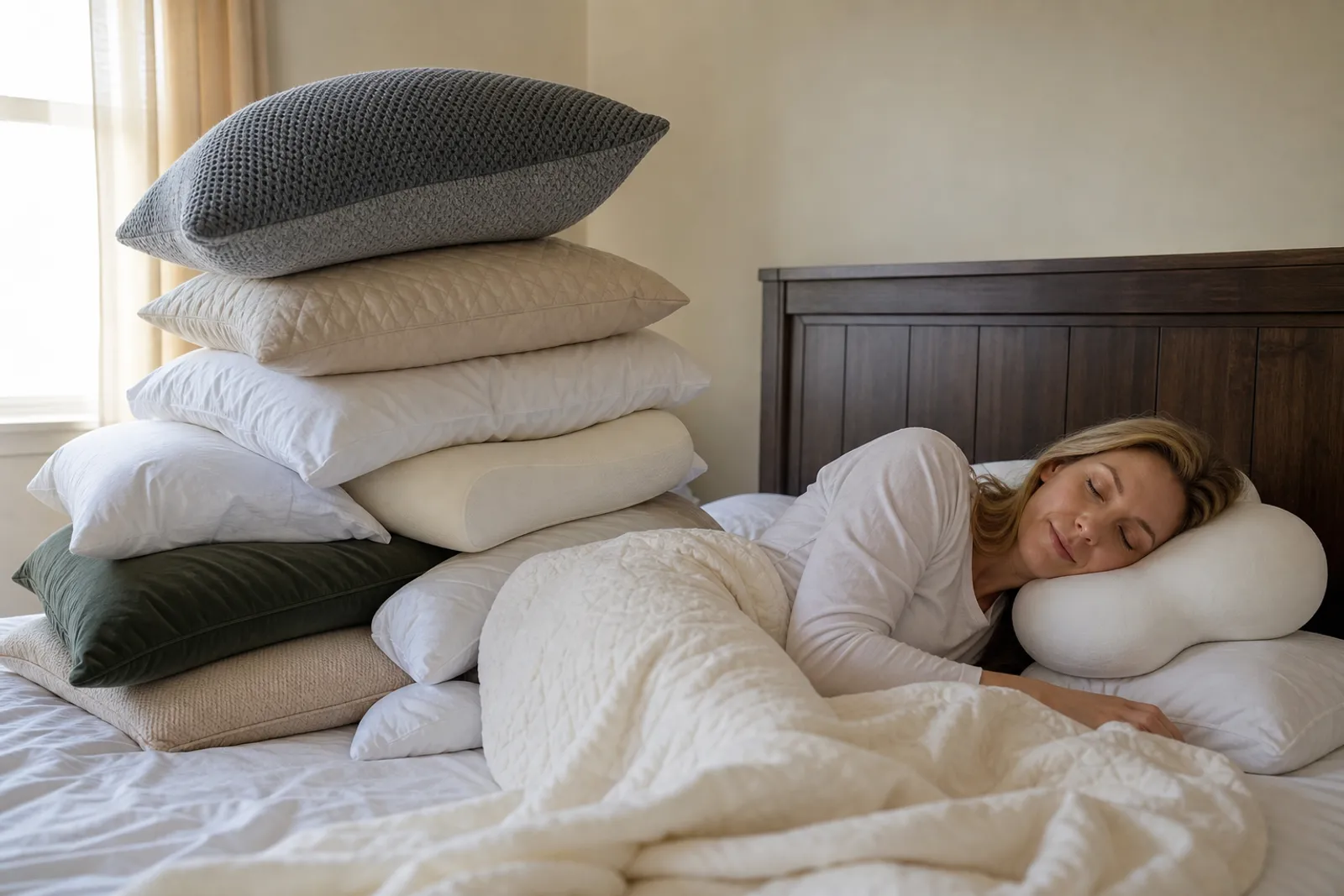 The CloudAlign pillow on a bed